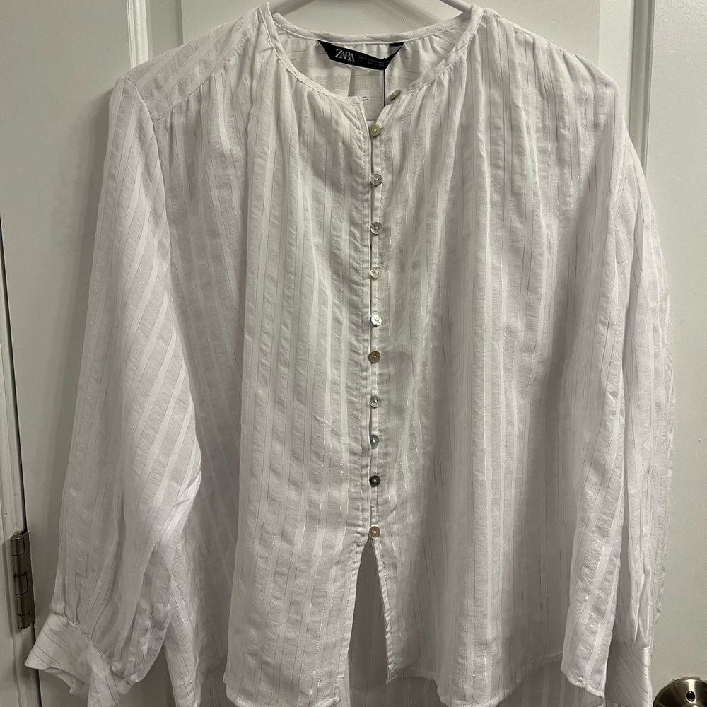 Zara White Long Sleeve Top